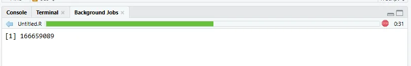 RStudio Jobs 面板中的任务输出