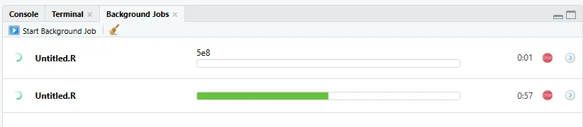 RStudio 后台作业显示代码段进度